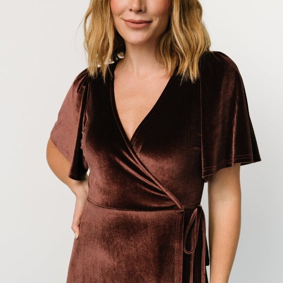 Baltic Born Katelyn Velvet Maxi Wrap Dress | Clove Size 3XL3XL - Picture 5 of 7